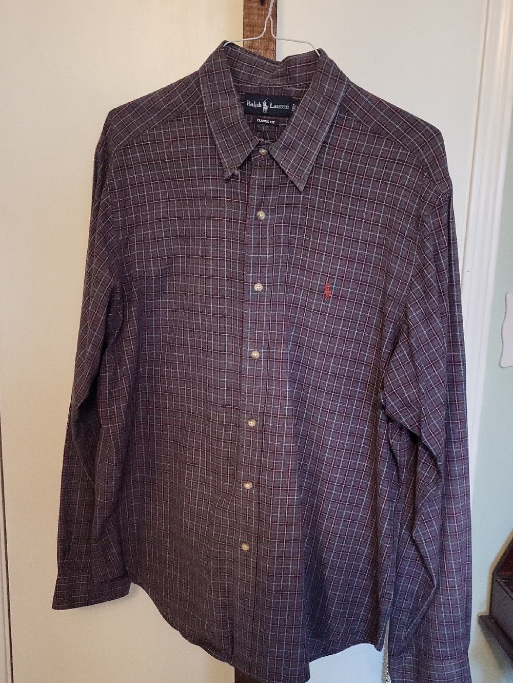 Ralph Lauren Men’s Burgundy Plaid Button-Down Shirt